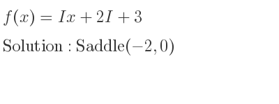 The f(x)=Ix+2I+3 is Saddle(-2,0)